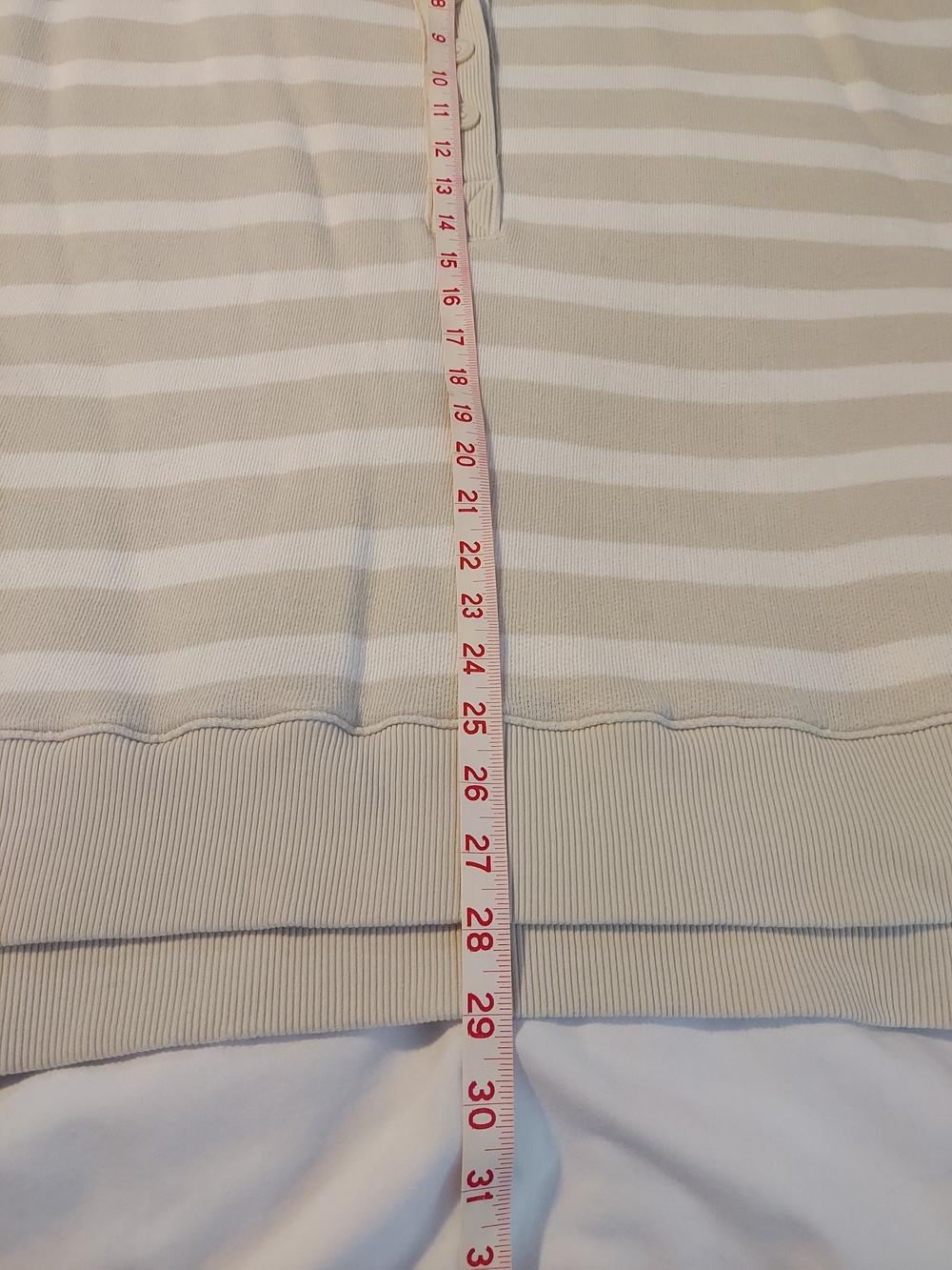 American Eagle Outfitters Beige & White Striped Super Soft Henley Pullover - Picture 6 of 8